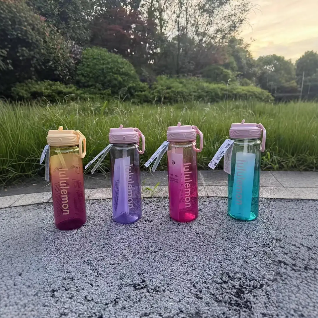 Lululemon Back to Life Plastic Straw Cup Transparent Sports Water Bottle Fitness Plastic Outdoor Water Cup
