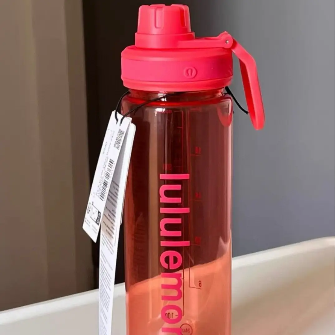 Lululemon Back to Life Plastic Straw Cup Transparent Sports Water Bottle Fitness Plastic Outdoor Water Cup