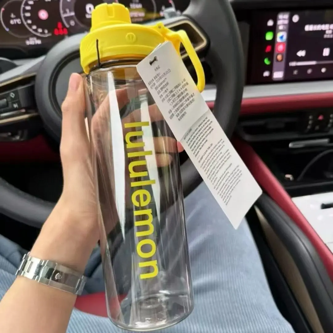 Lululemon Back to Life Plastic Straw Cup Transparent Sports Water Bottle Fitness Plastic Outdoor Water Cup