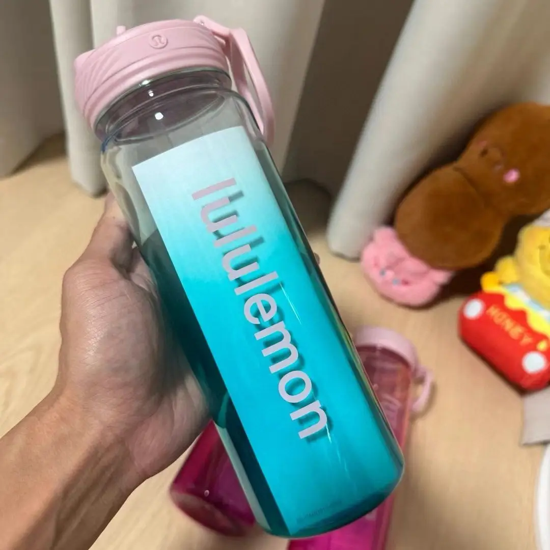 Lululemon Back to Life Plastic Straw Cup Transparent Sports Water Bottle Fitness Plastic Outdoor Water Cup