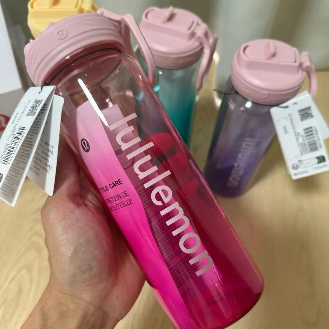 Lululemon Back to Life Plastic Straw Cup Transparent Sports Water Bottle Fitness Plastic Outdoor Water Cup