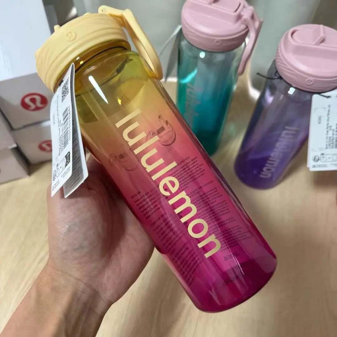 Lululemon Back to Life Plastic Straw Cup Transparent Sports Water Bottle Fitness Plastic Outdoor Water Cup