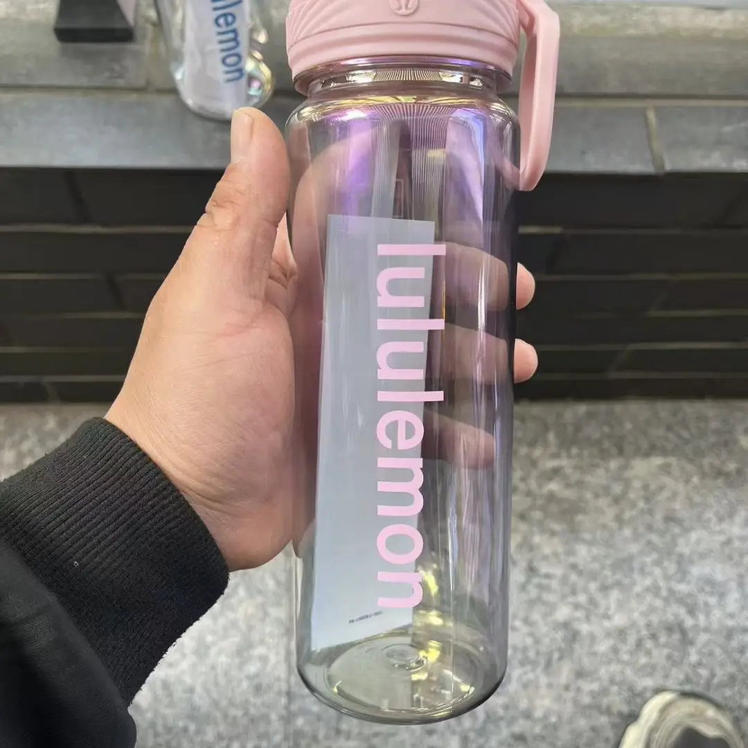 Lululemon Back to Life Plastic Straw Cup Transparent Sports Water Bottle Fitness Plastic Outdoor Water Cup