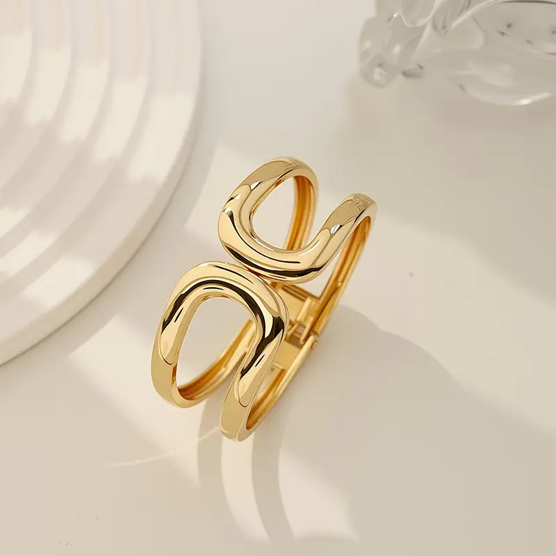Open-Ended Gold Bracelet for Women, High-End Metallic Silver Arm Ring Jewelry, Vintage Arm Decoration Accessory for Women
