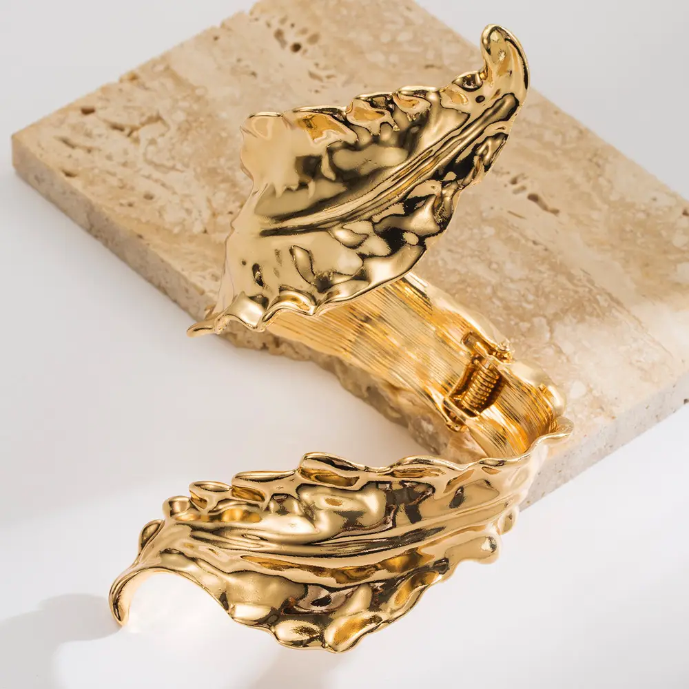 Open-Ended Gold Bracelet for Women, High-End Metallic Silver Arm Ring Jewelry, Vintage Arm Decoration Accessory for Women