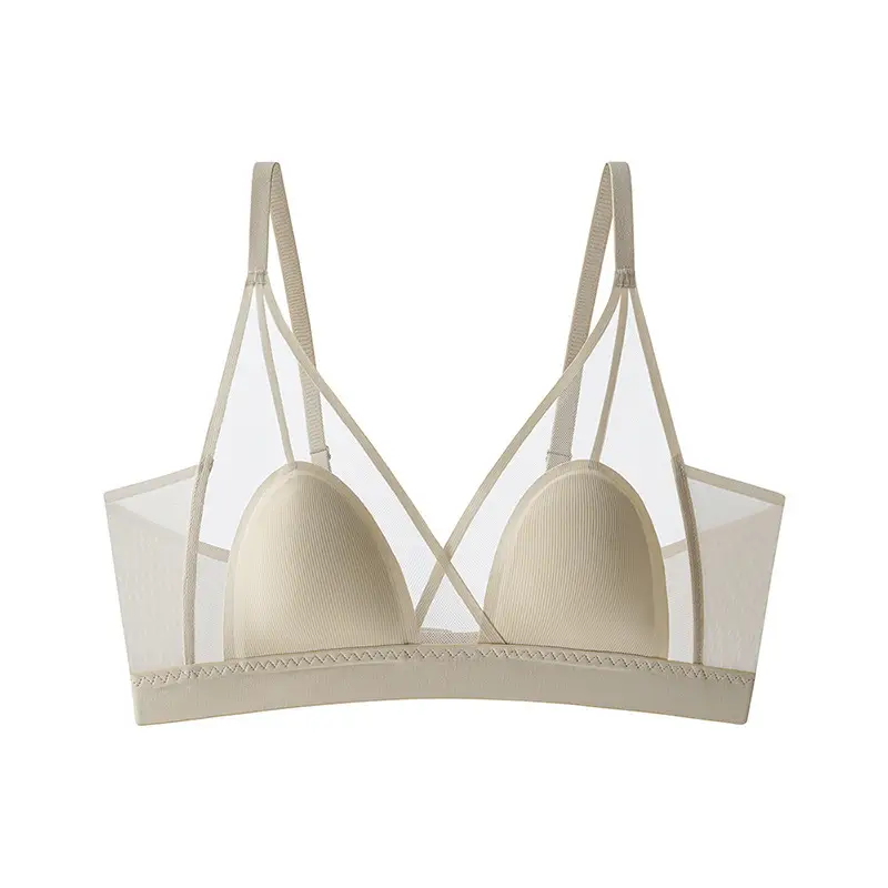 Ives [Coco Little Ears] Same Style Abcd Cup Thin Slimming French Breathable Back-Revealing Seamless Bra