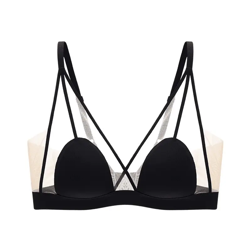 Ives [Coco Little Ears] Same Style Abcd Cup Thin Slimming French Breathable Back-Revealing Seamless Bra