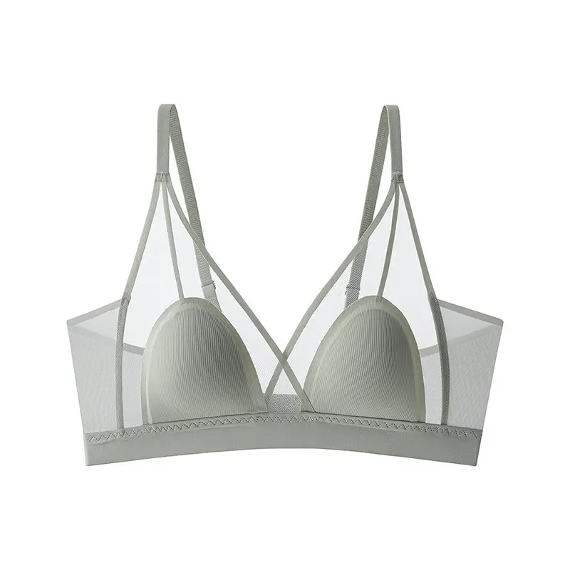 Ives [Coco Little Ears] Same Style Abcd Cup Thin Slimming French Breathable Back-Revealing Seamless Bra