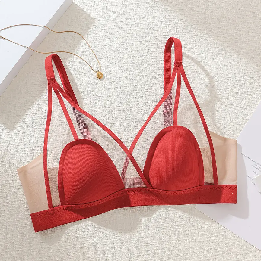 Ives [Coco Little Ears] Same Style Abcd Cup Thin Slimming French Breathable Back-Revealing Seamless Bra