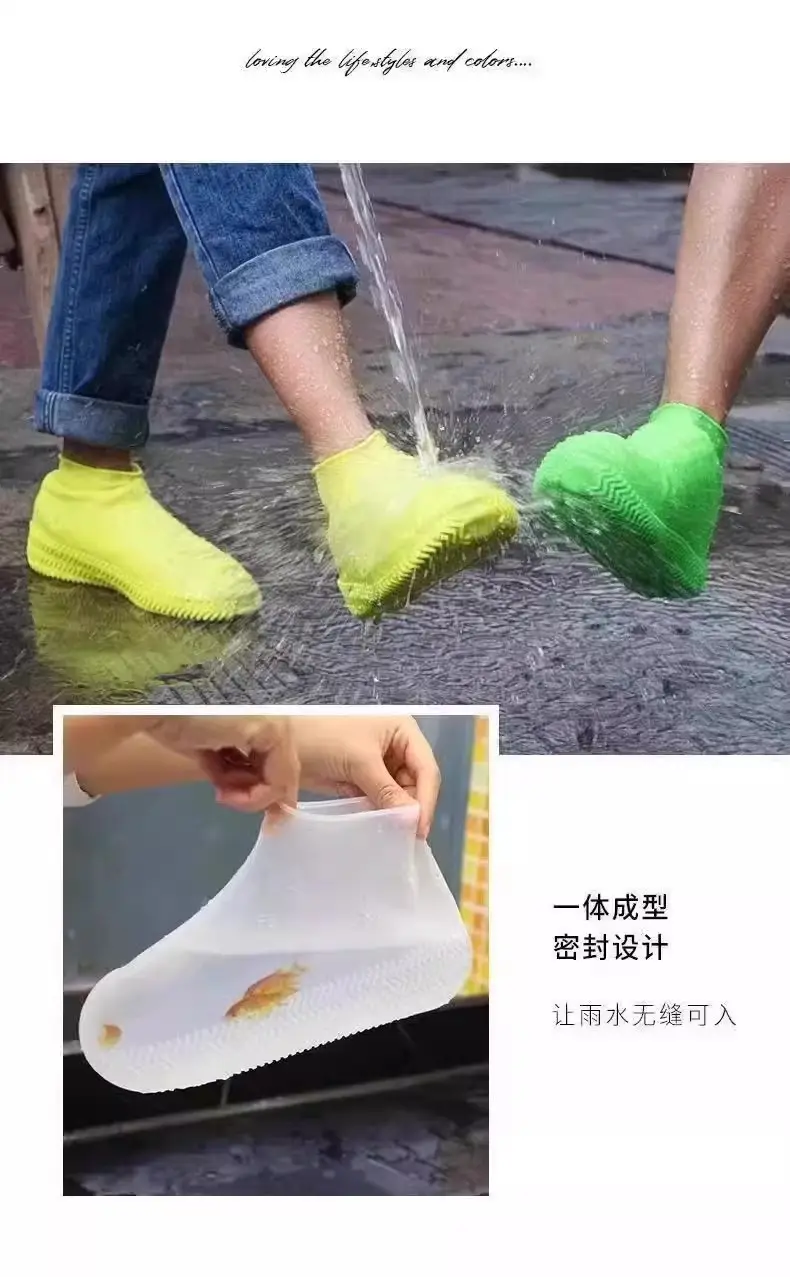 Shoe Covers Waterproof Non-Slip Thickened Wear-Resistant Rain Shoe Covers Latex Outdoor Rainproof Men's and Women's Rain Boot Covers Portable Mid-Calf Boot Covers — feature 9