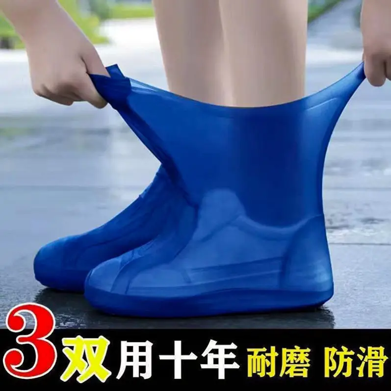 Shoe Covers Waterproof Non-Slip Thickened Wear-Resistant Rain Shoe Covers Latex Outdoor Rainproof Men's and Women's Rain Boot Covers Portable Mid-Calf Boot Covers