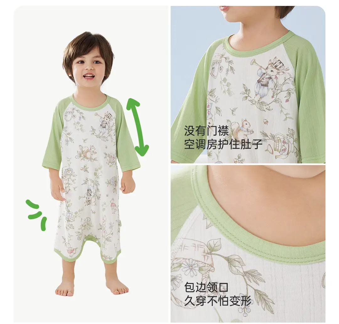 Wellberu Class a Children's Summer Pajamas, Thin Girls' Nightgown, Lightweight and Breathable Boys' Pajamas, Home Wear — feature 13
