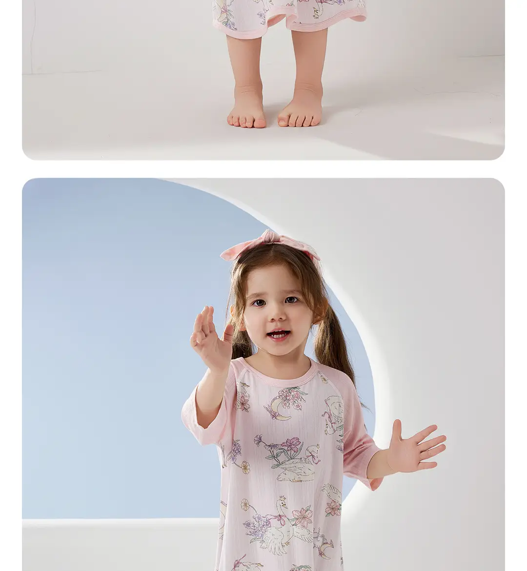 Wellberu Class a Children's Summer Pajamas, Thin Girls' Nightgown, Lightweight and Breathable Boys' Pajamas, Home Wear — feature 19