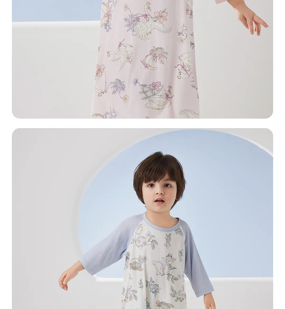 Wellberu Class a Children's Summer Pajamas, Thin Girls' Nightgown, Lightweight and Breathable Boys' Pajamas, Home Wear — feature 21