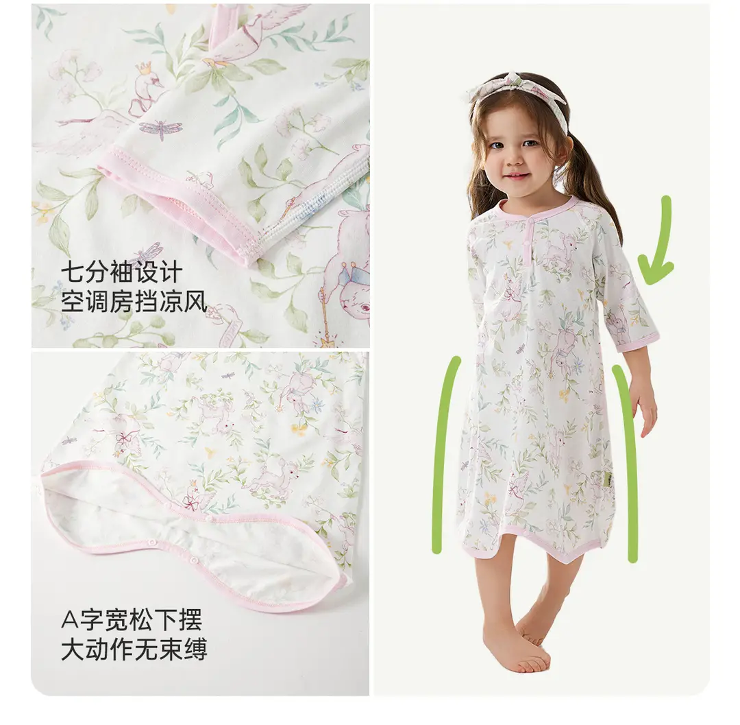 Wellberu Class a Children's Summer Pajamas, Thin Girls' Nightgown, Lightweight and Breathable Boys' Pajamas, Home Wear — feature 38