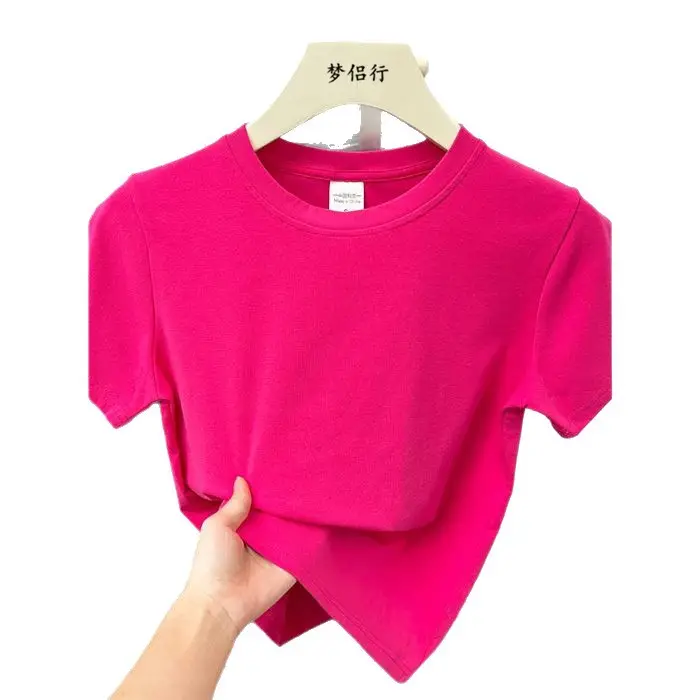 Plus-Size Slimming Solid Color Regular Shoulder Short-Sleeve T-Shirt for Women, Summer New Style, Casual Workwear Top for Plus-Size Women, Ins Style