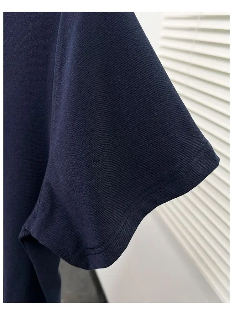 Plus-Size Slimming Solid Color Regular Shoulder Short-Sleeve T-Shirt for Women, Summer New Style, Casual Workwear Top for Plus-Size Women, Ins Style — feature 10