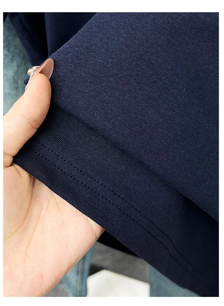 Plus-Size Slimming Solid Color Regular Shoulder Short-Sleeve T-Shirt for Women, Summer New Style, Casual Workwear Top for Plus-Size Women, Ins Style — feature 11