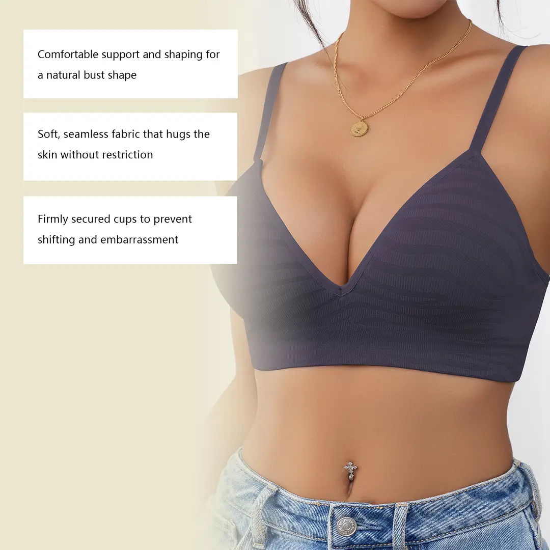 Zeriluna Deep V Zebra Print Fixed Cup Bra, Soft and Comfortable, Provides Balanced Support and Fits the Skin Without Restraint — feature 17