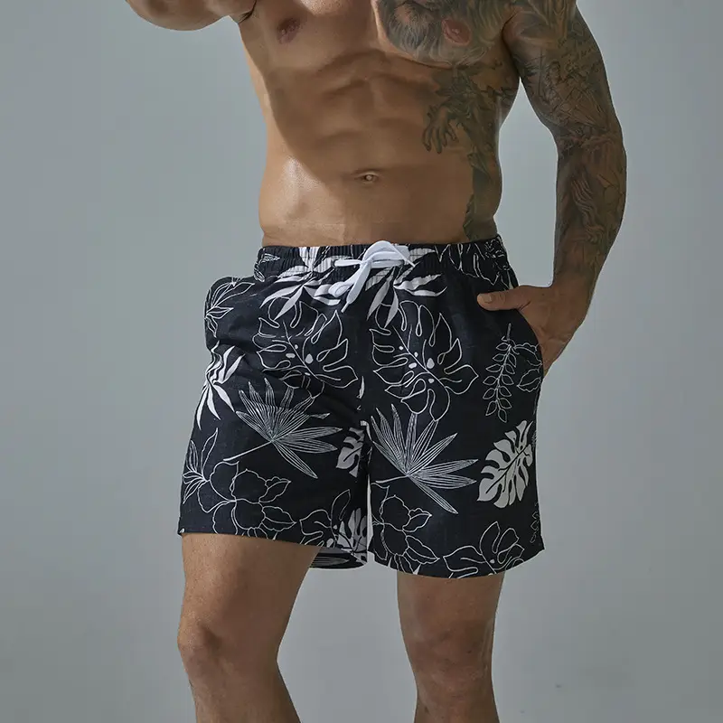 Cross-Border European and American Style Loose Surf Shorts, Printed Plus-Size Men's Five-Point Beach Shorts with Lining - Image 9