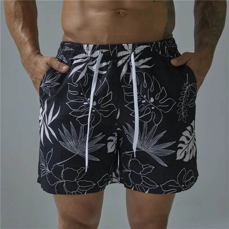 Cross-Border European and American Style Loose Surf Shorts, Printed Plus-Size Men's Five-Point Beach Shorts with Lining - Image 2