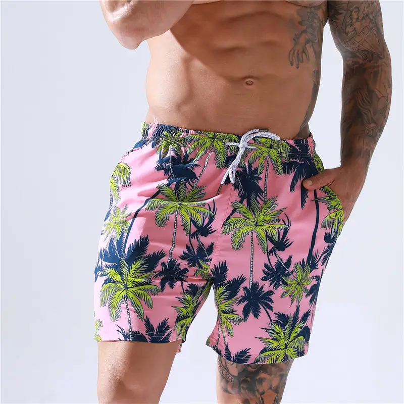Cross-Border European and American Style Loose Surf Shorts, Printed Plus-Size Men's Five-Point Beach Shorts with Lining - Image 4