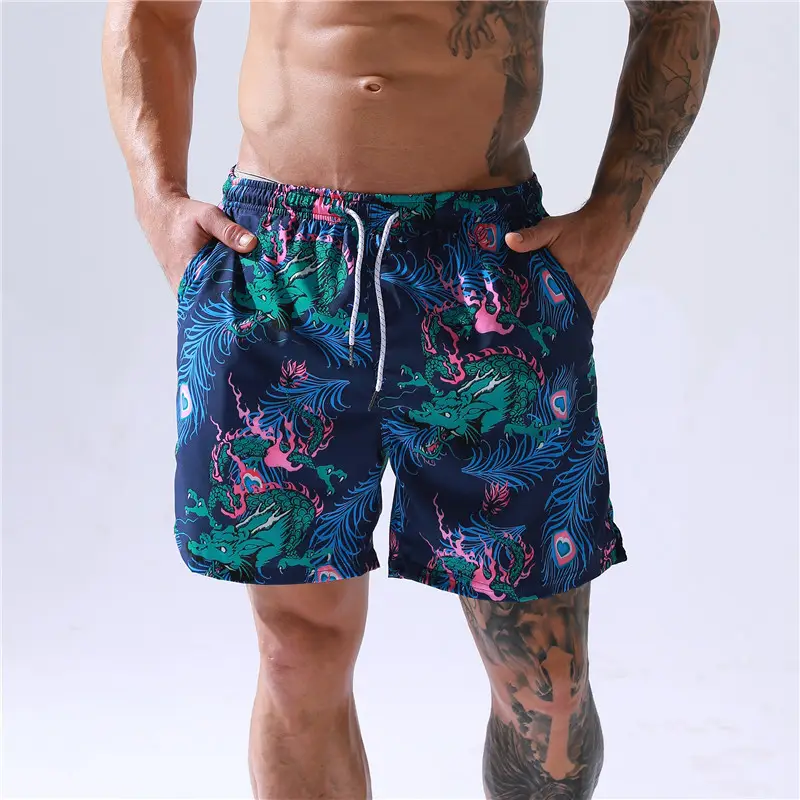 Cross-Border European and American Style Loose Surf Shorts, Printed Plus-Size Men's Five-Point Beach Shorts with Lining - Image 7