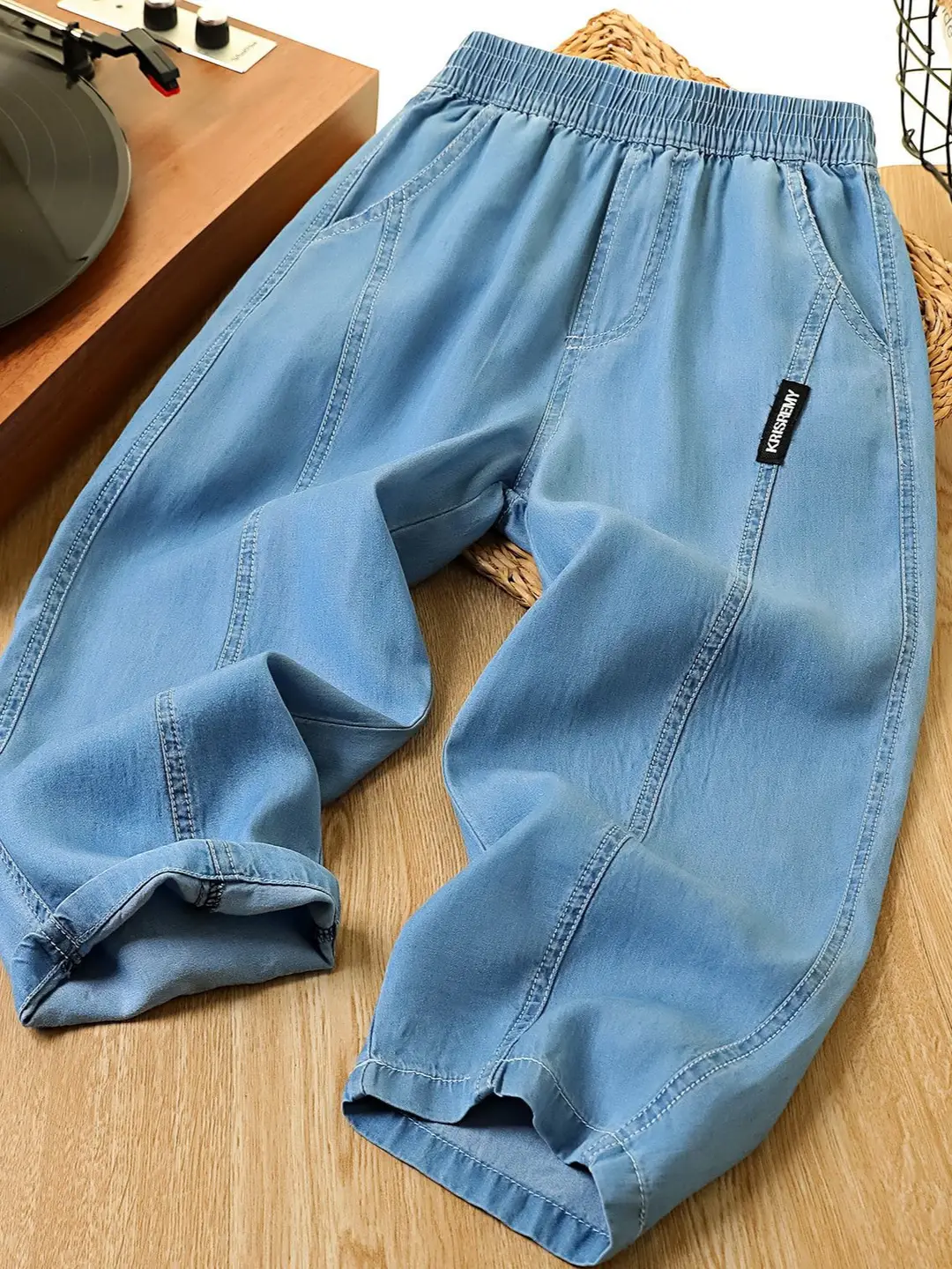 Children's Tencel Denim Long Pants for Boys, Summer Thin Anti-Mosquito Pants for Kids