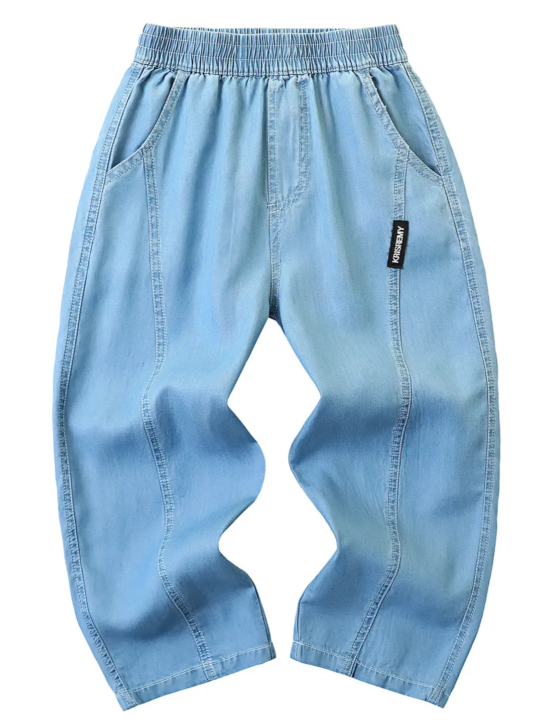 Children's Tencel Denim Long Pants for Boys, Summer Thin Anti-Mosquito Pants for Kids