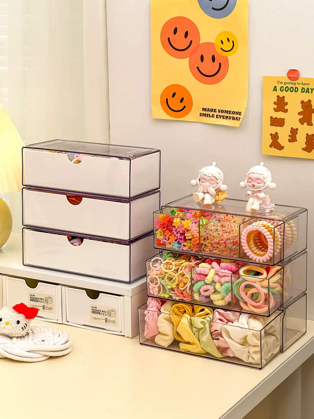 Children's Hair Accessory Storage Box, Transparent, Multi-Layered, with Compartments for Little Girls' Hair Clips, Hair Ties, and Hair Bands, High Aesthetic Value — feature 15