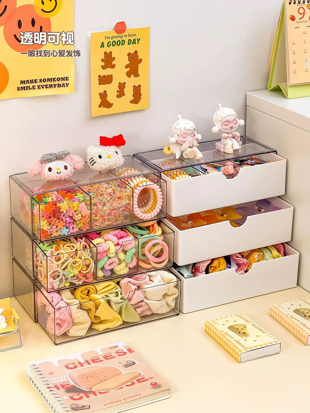Children's Hair Accessory Storage Box, Transparent, Multi-Layered, with Compartments for Little Girls' Hair Clips, Hair Ties, and Hair Bands, High Aesthetic Value — feature 6