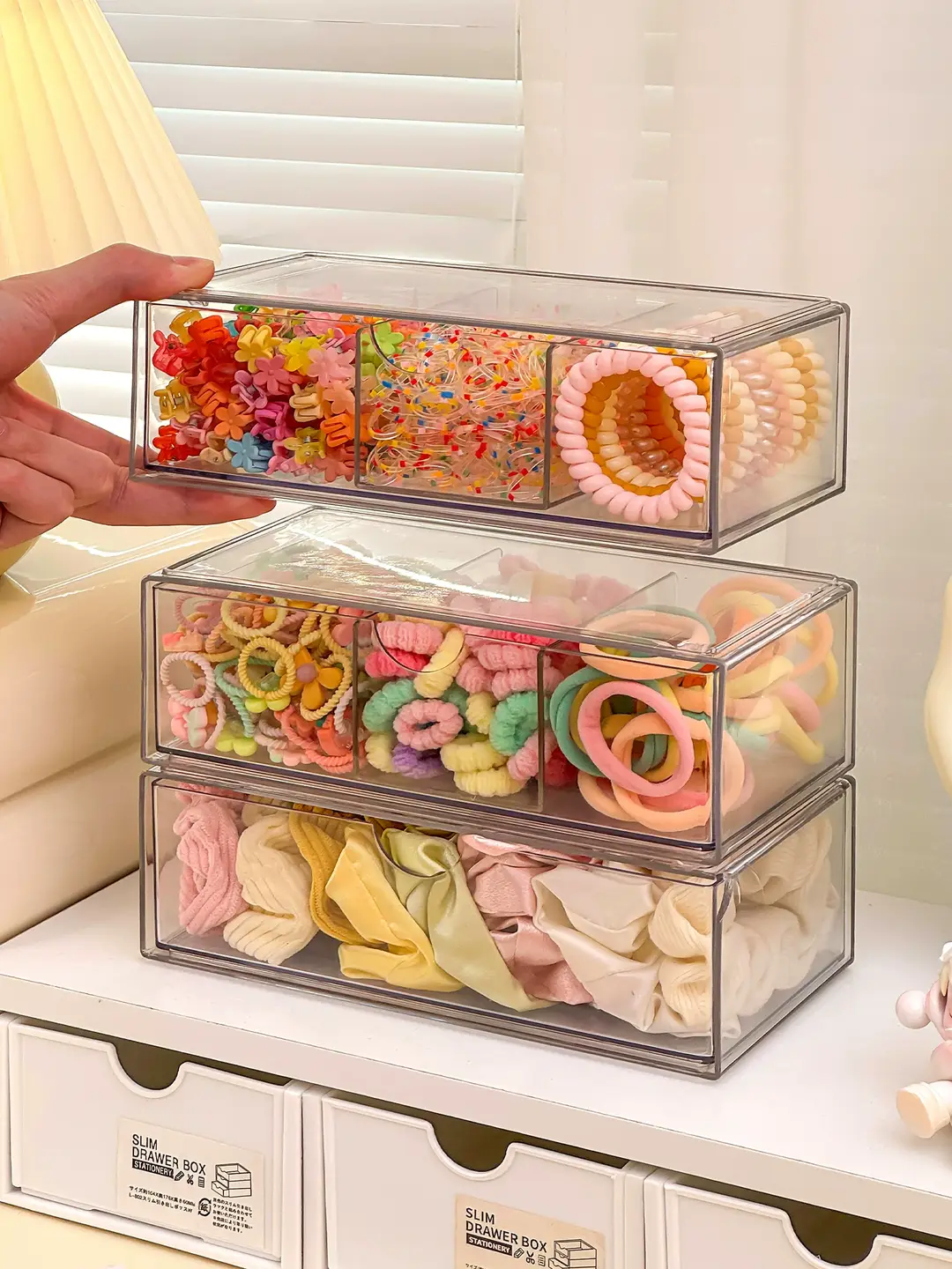 Children's Hair Accessory Storage Box, Transparent, Multi-Layered, with Compartments for Little Girls' Hair Clips, Hair Ties, and Hair Bands, High Aesthetic Value — feature 8