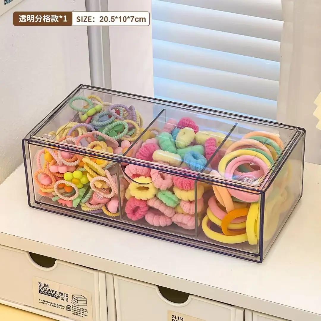 Children's Hair Accessory Storage Box, Transparent, Multi-Layered, with Compartments for Little Girls' Hair Clips, Hair Ties, and Hair Bands, High Aesthetic Value