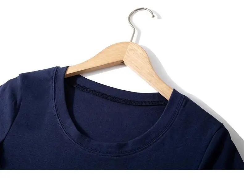 Dark Blue Straight-Shoulder Short-Sleeve Women's Summer Pure Cotton T-Shirt, New Slim-Fit U-Neck Top, Slimming Casual Summer Korean Style Outfit — feature 11