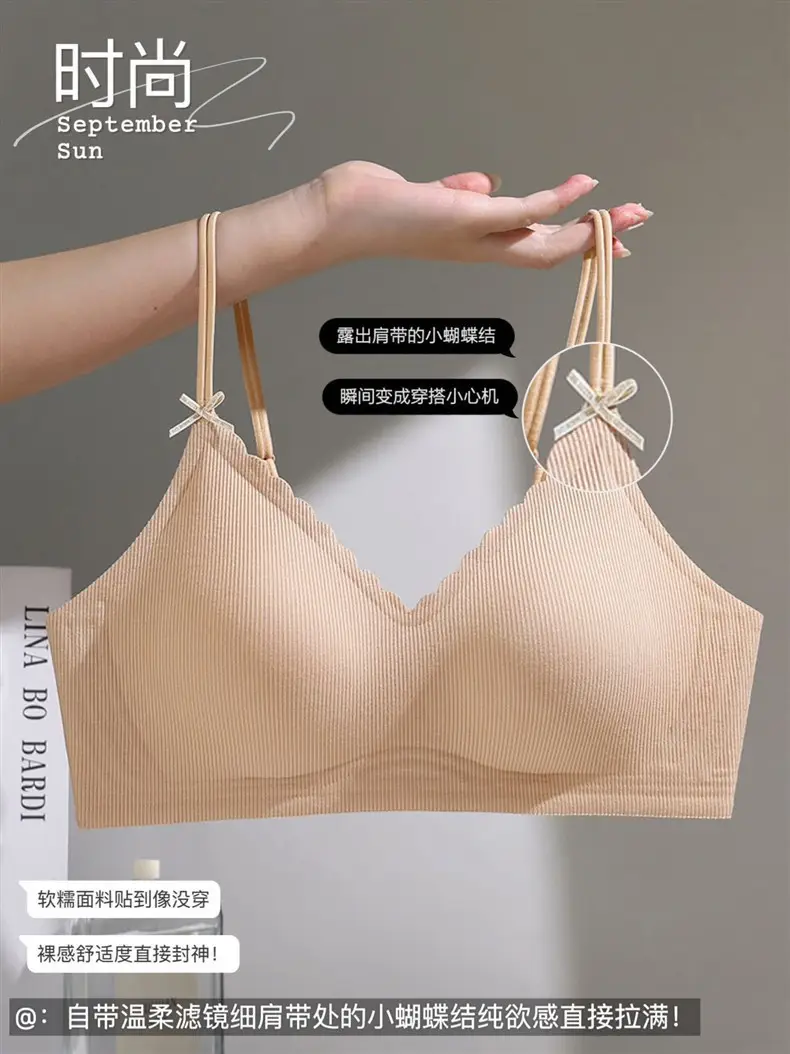 High-End Vertical Striped Underwear for Women, Soft and Comfortable, Lightweight, High-Quality, Wire-Free Bra That Makes Large Busts Appear Smaller — feature 2