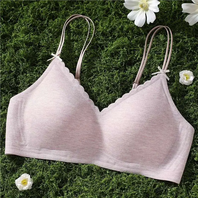 High-End Vertical Striped Underwear for Women, Soft and Comfortable, Lightweight, High-Quality, Wire-Free Bra That Makes Large Busts Appear Smaller