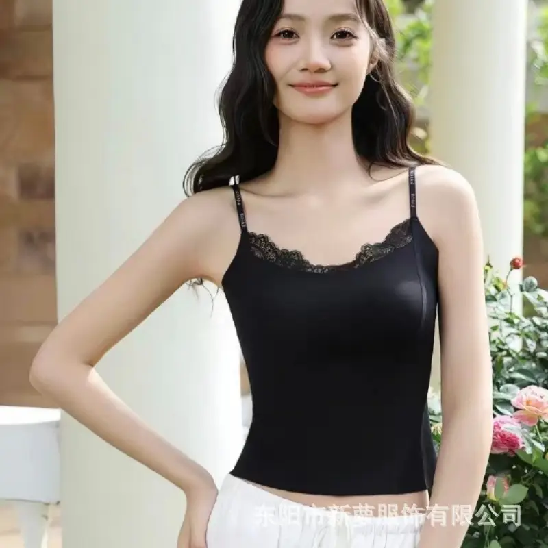 Popular Lace-Trimmed Camisole for Women with Built-In Bra Pads, Beautiful Back Design, Fixed Cup, Lift-Up Tube Top, Women's Base Layer Top — feature 15