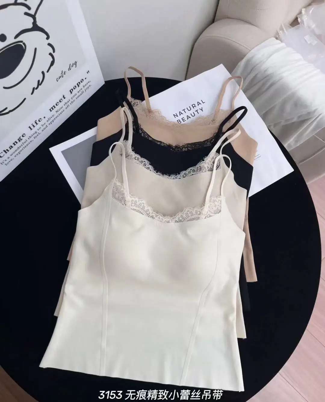 Popular Lace-Trimmed Camisole for Women with Built-In Bra Pads, Beautiful Back Design, Fixed Cup, Lift-Up Tube Top, Women's Base Layer Top — feature 7