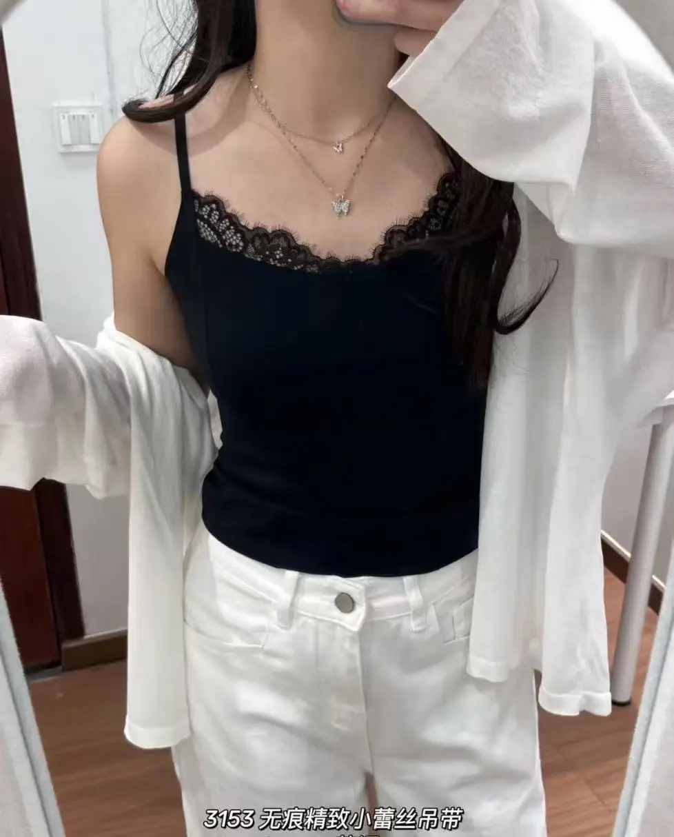 Popular Lace-Trimmed Camisole for Women with Built-In Bra Pads, Beautiful Back Design, Fixed Cup, Lift-Up Tube Top, Women's Base Layer Top — feature 8