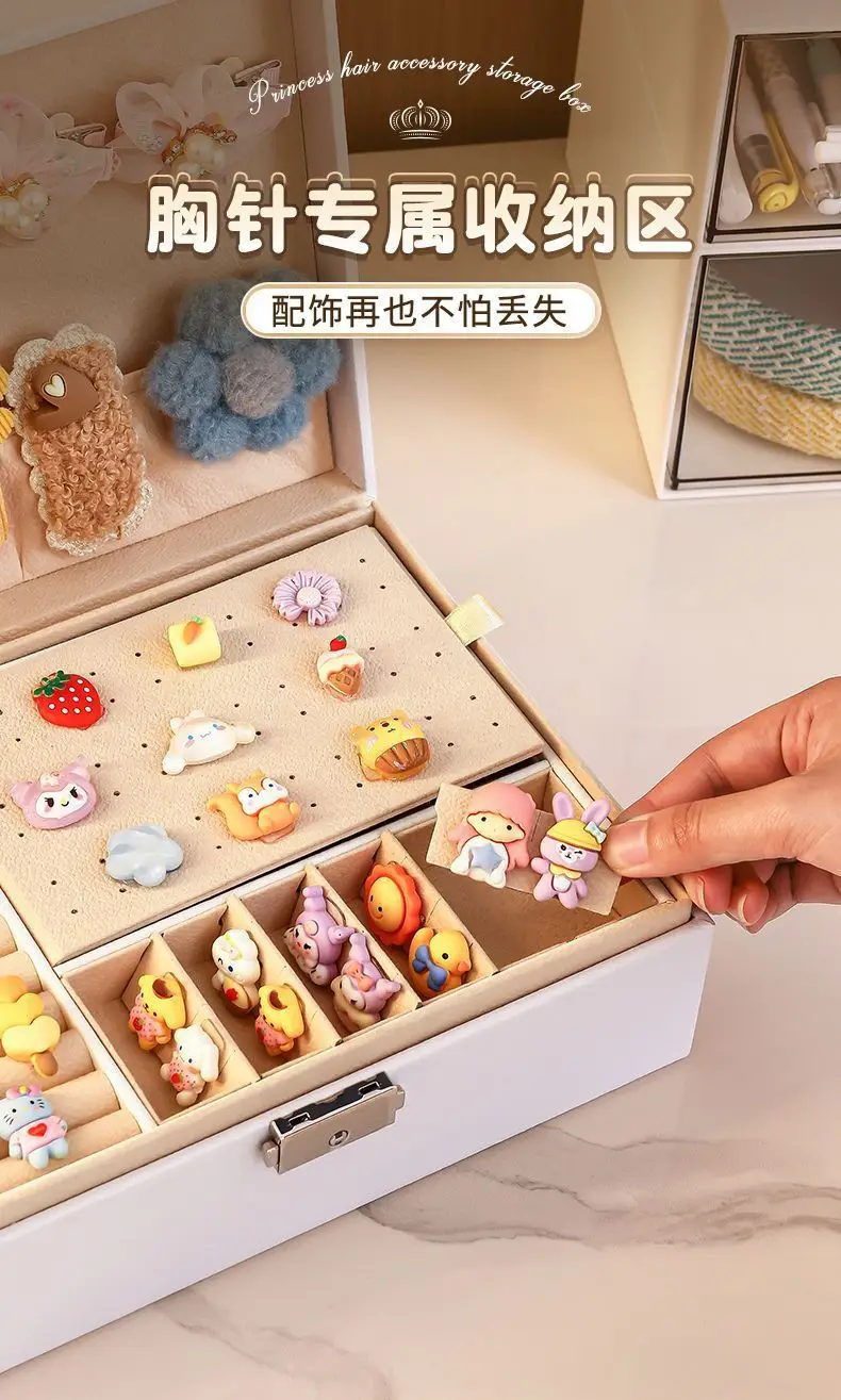 Children's Hair Accessories Storage Box Dust-Proof with Lock for Girls' Hair Ties, Hair Bands, Bracelets, and Jewelry Large Capacity Jewelry Box — feature 10