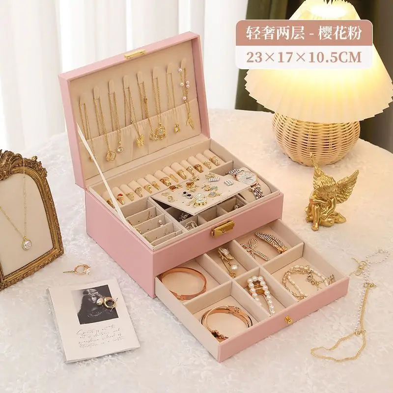 Children's Hair Accessories Storage Box Dust-Proof with Lock for Girls' Hair Ties, Hair Bands, Bracelets, and Jewelry Large Capacity Jewelry Box