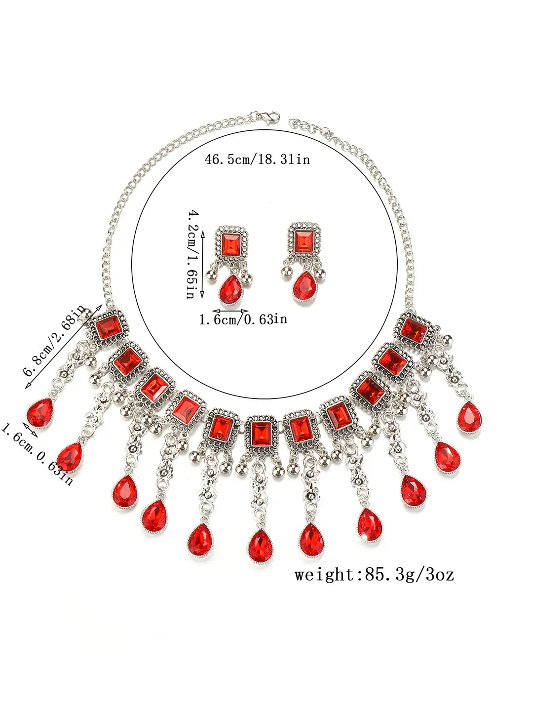 Factory Direct Sales Cross-Border New Multi-Layered Indian Style Tassel Necklace and Earrings Jewelry Set with Exotic Style Crystal Inlays — feature 20