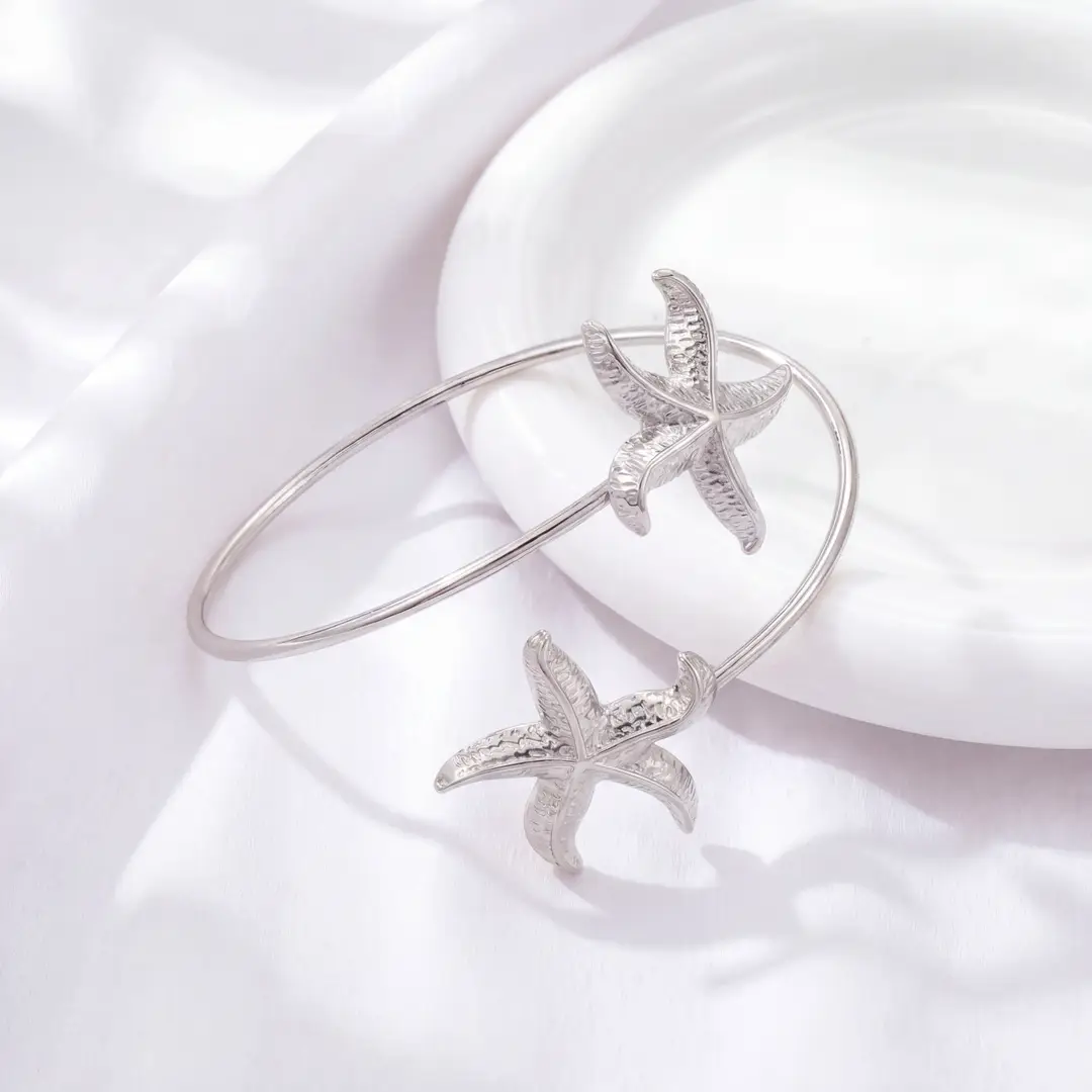 European and American Cross-Border Supply, Vacation Style Marine Life Starfish Arm Bracelet, Adjustable Open Cuff, Unique and Personalized — feature 10