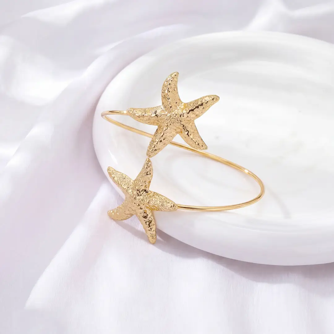 European and American Cross-Border Supply, Vacation Style Marine Life Starfish Arm Bracelet, Adjustable Open Cuff, Unique and Personalized — feature 11