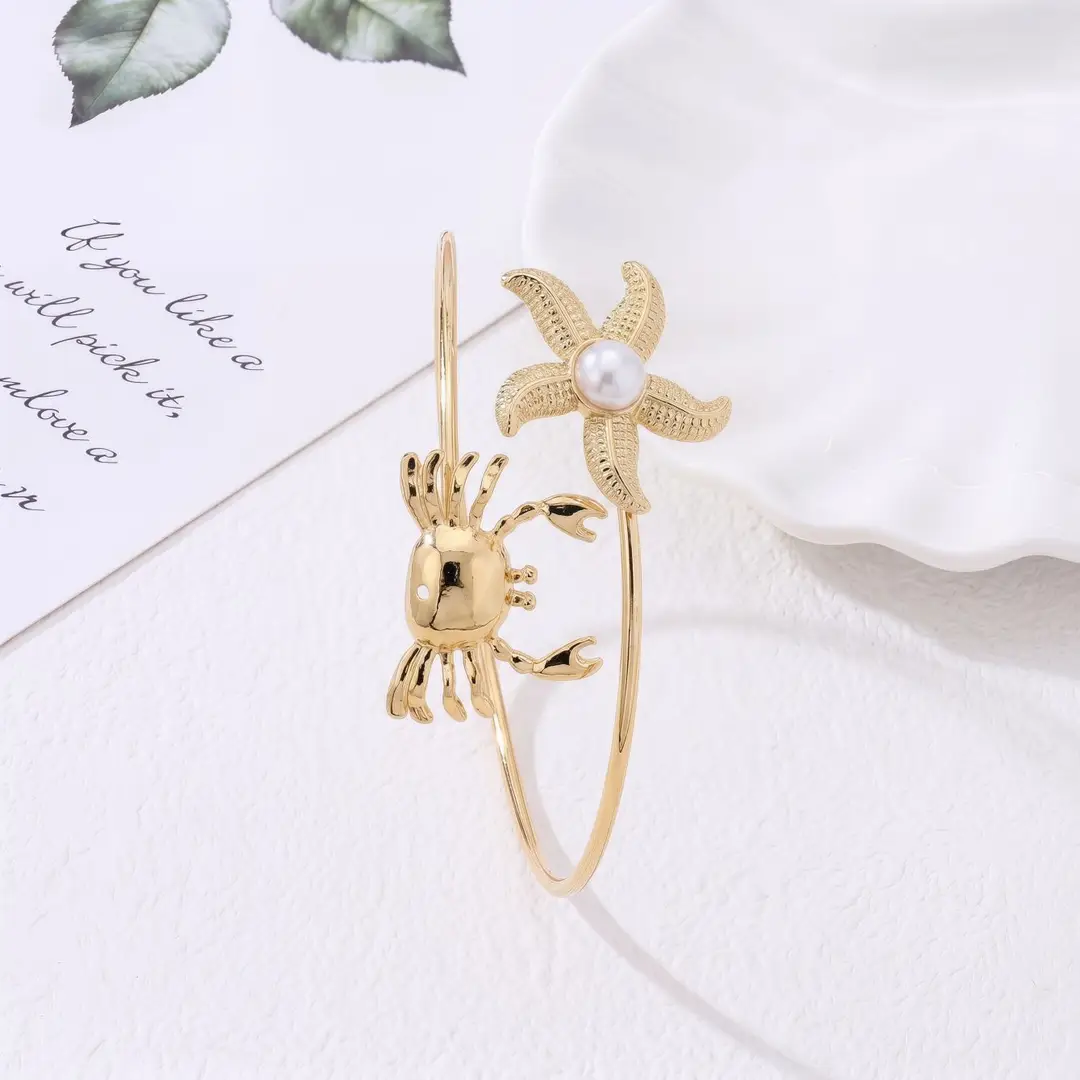 European and American Cross-Border Supply, Vacation Style Marine Life Starfish Arm Bracelet, Adjustable Open Cuff, Unique and Personalized — feature 7