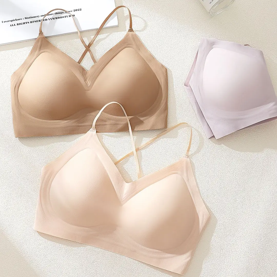 Summer Seamless Foundation-Style Bra for Women with Small Busts, Cross-Back Design, Wireless, Breathable, Enhances Appearance of Fullness