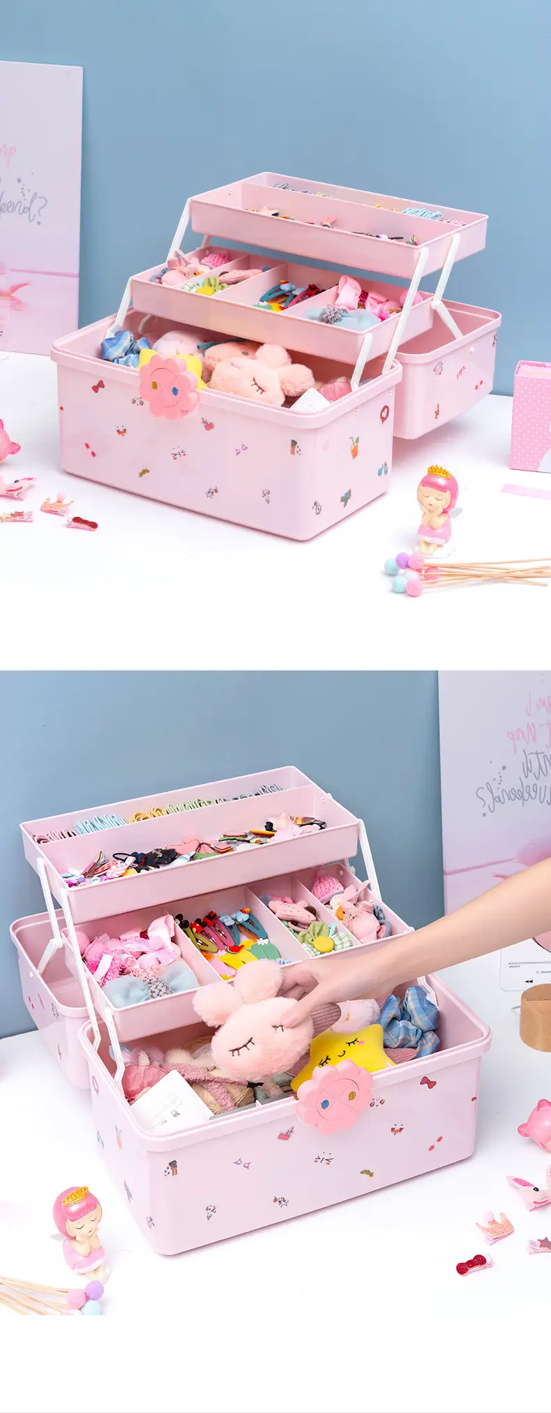 Cute Hair Accessories Storage Box for Girls, Baby Hair Clips, Hair Ties, Hair Rings, Cute Hairbands, Jewelry Box — feature 12
