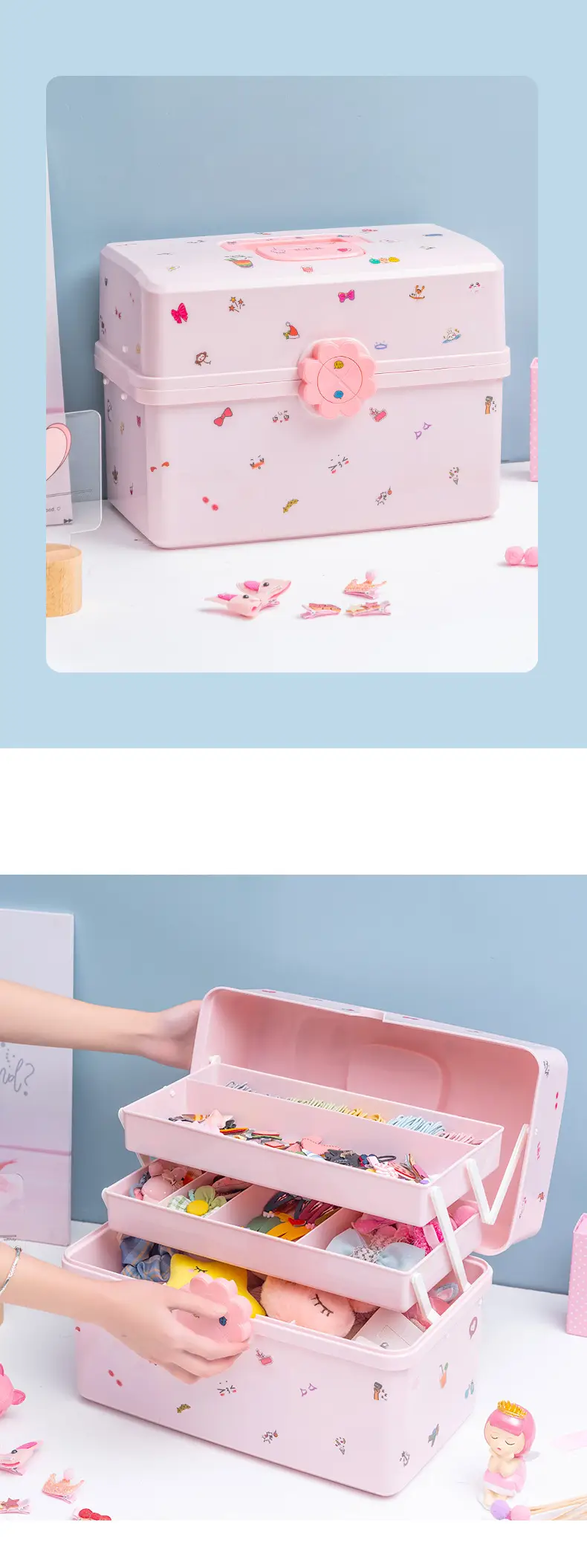 Cute Hair Accessories Storage Box for Girls, Baby Hair Clips, Hair Ties, Hair Rings, Cute Hairbands, Jewelry Box — feature 13