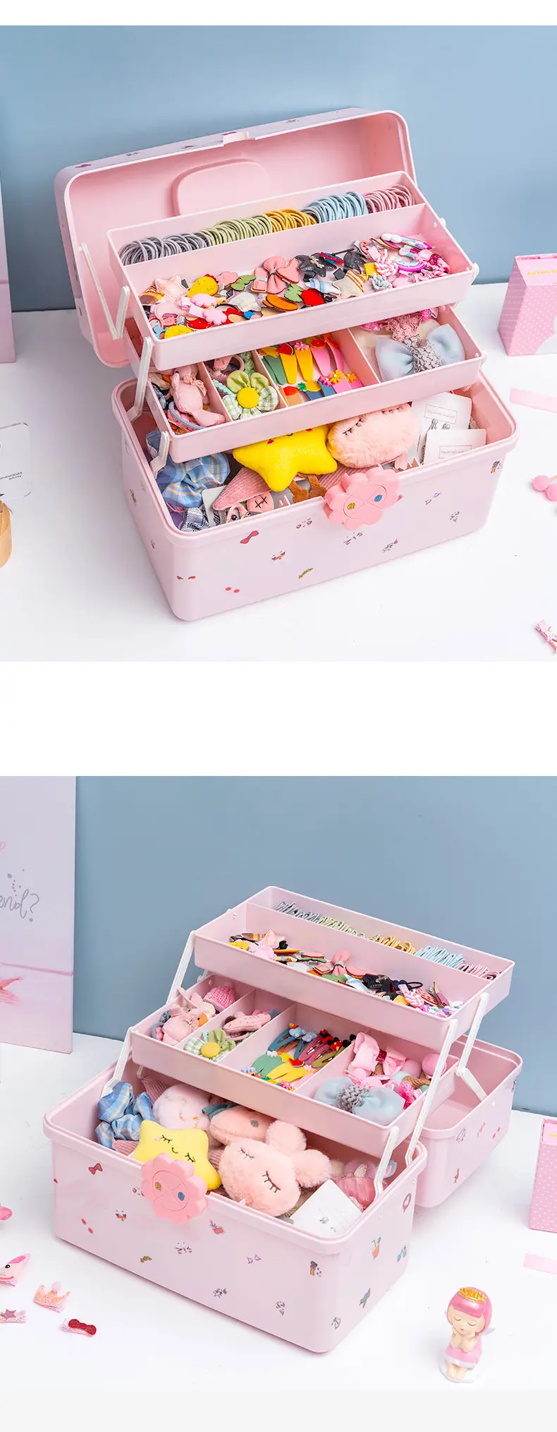Cute Hair Accessories Storage Box for Girls, Baby Hair Clips, Hair Ties, Hair Rings, Cute Hairbands, Jewelry Box — feature 15