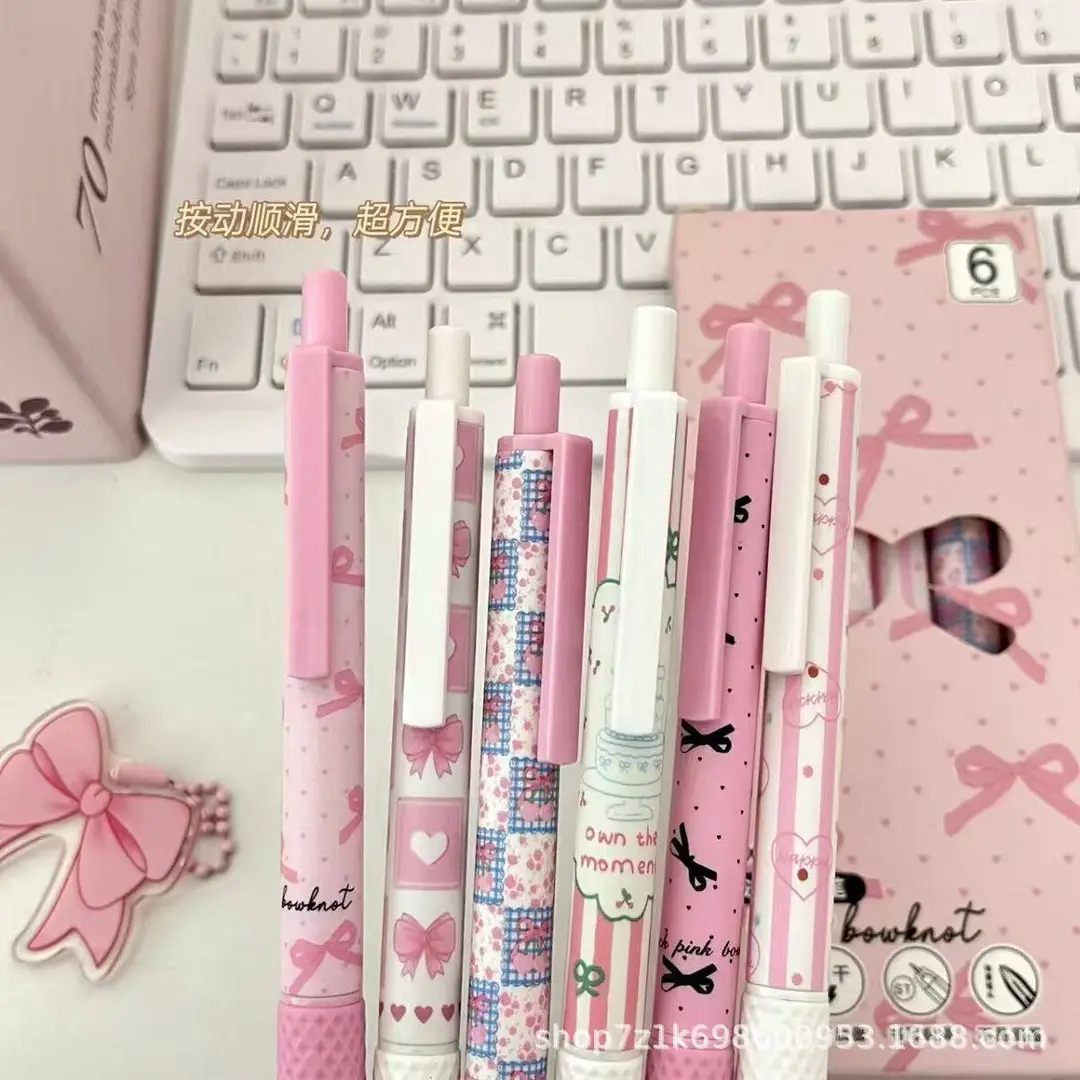Pink Girly Bowknot Retractable Pen, Instagram-Style, High Aesthetic Value, Quick-Drying, Student-Specific Black Gel Pen — feature 3